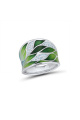 Сребърен пръстен със зелени листенца