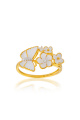 Позлатен пръстен с бели пеперуди и цветя