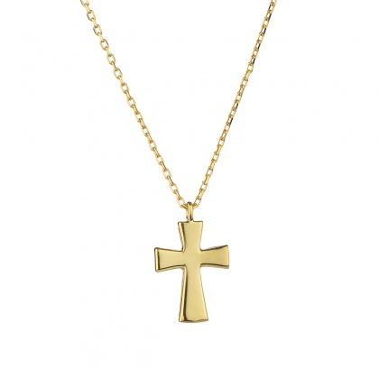 Класическо колие колие кръст - жълто злато 585