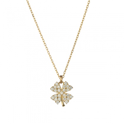 Златно колие с детелина - жълто злато 585