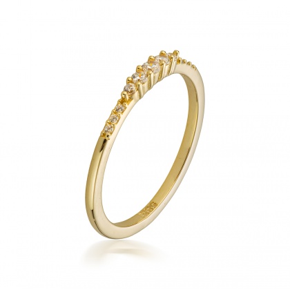 Златен пръстен с цирконий - жълто злато 585