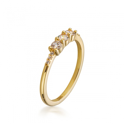 Златен пръстен с цирконий - жълто злато 585