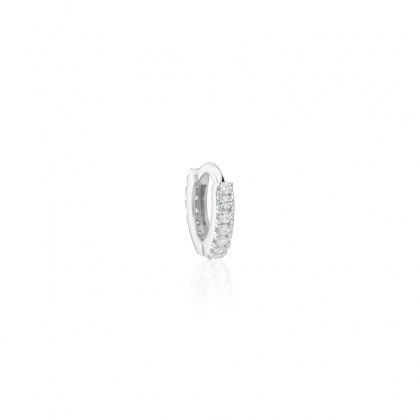 Пиърсинг за ушите халка с цирконий - бяло злато 585