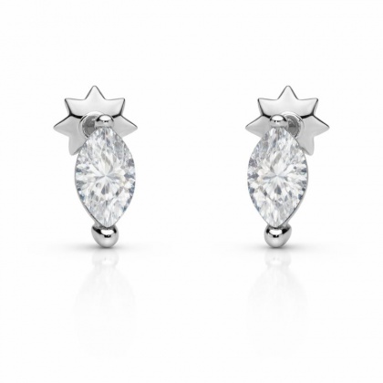 Клаически пиърсинг за ушите с цирконий - бяло злато 585