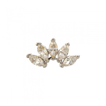 Пиърсинг за ушите с цирконий - бяло злато 585