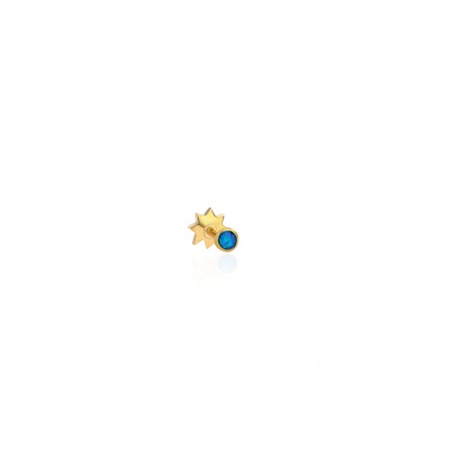 Пиърсинг за ушите със син опал - жълто злато 585