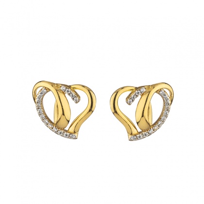 Златни обеци със сърца - жълто злато