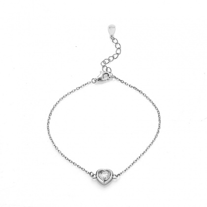 Сребърна гривна със сърце