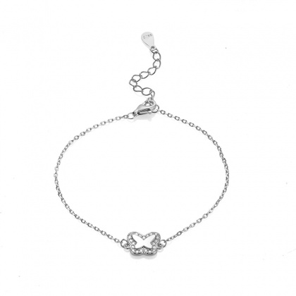 Сребърна гривна с пеперуда от седеф