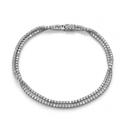 Сребърна тенис гривна с две верижки