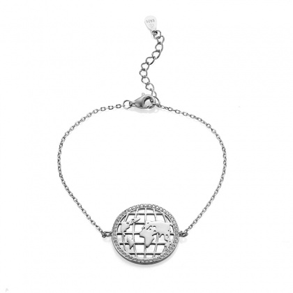 Сребърна гривна с планетата Земя