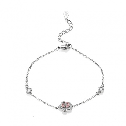 Сребърна гривна с цвете