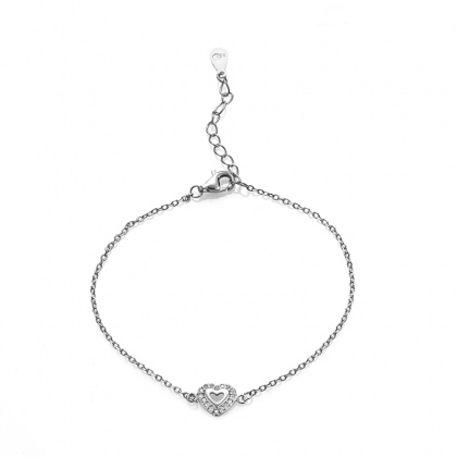 Сребърна гривна със сърце