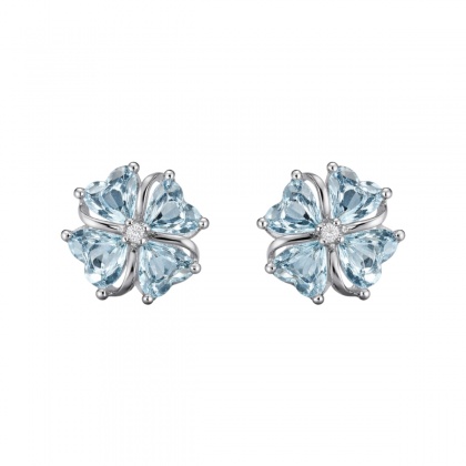 Сребърни обеци със сини детелини