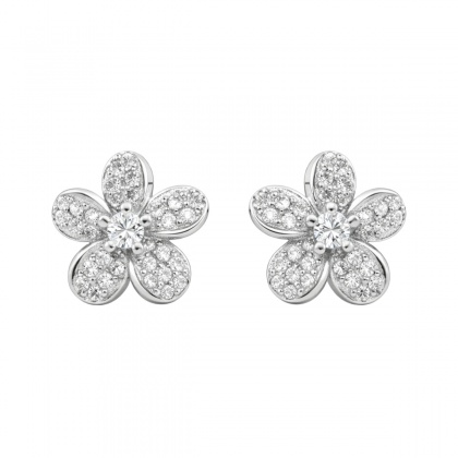 Сребърни обеци с цветя