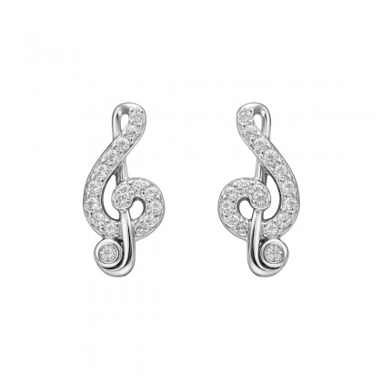 Сребърни обеци с музикалния символ Сол ключ