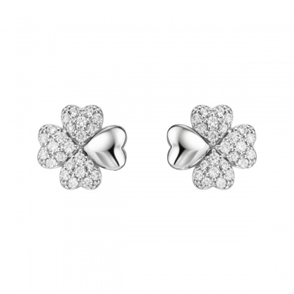 Сребърни обеци с детелини