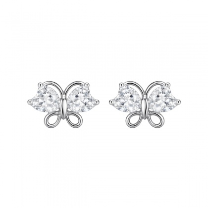 Сребърни обеци с пеперуди