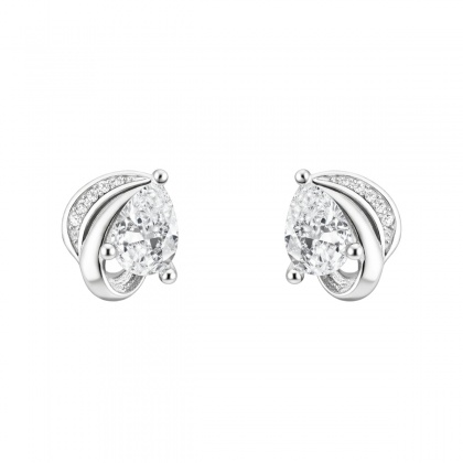 Сребърни обеци с капковиден цирконий