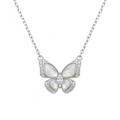 Сребърно колие пеперуда с крила от седеф