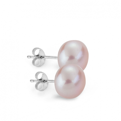 Сребърни обеци с розови перли