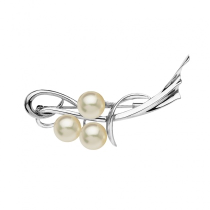 Сребърна брошка с перли Акоя