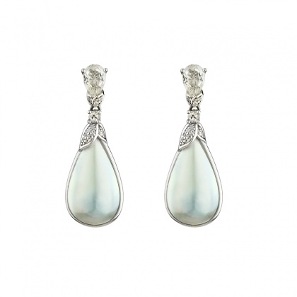 Сребърни обеци с топаз и перли Mabe
