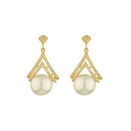 Сребърни висящи обеци с перли Edison