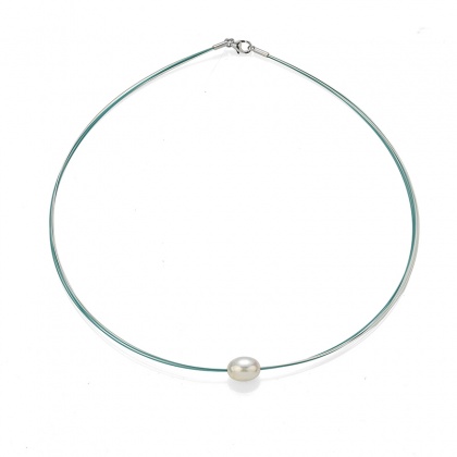 Колие с барокова перла на синя корда