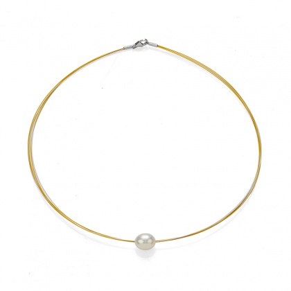 Колие с барокова перла на жълта корда