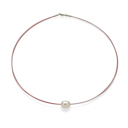Колие с барокова перла на розова корда
