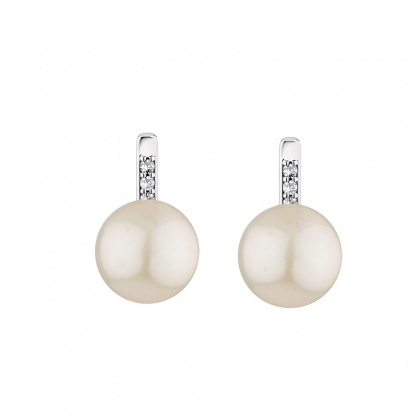 Сребърни обеци с бели перли Edison 9-10 мм