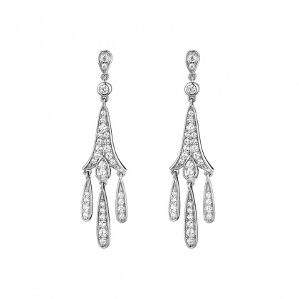 Сребърни висящи обеци с цирконий