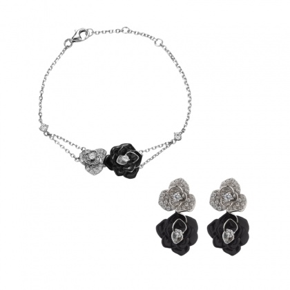 Сребърен комплект с цветя