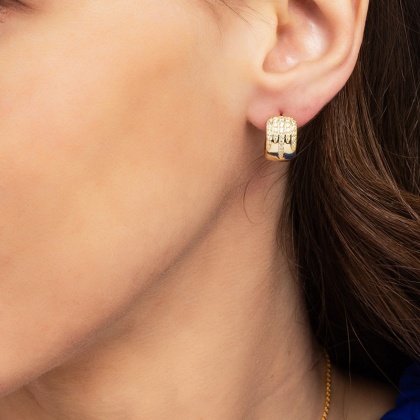 Сребърни обеци с позлата и цирконий