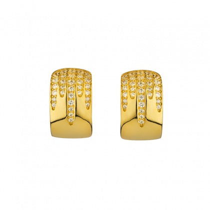 Сребърни обеци с позлата и цирконий