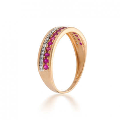 Златен пръстен с рубини и диаманти