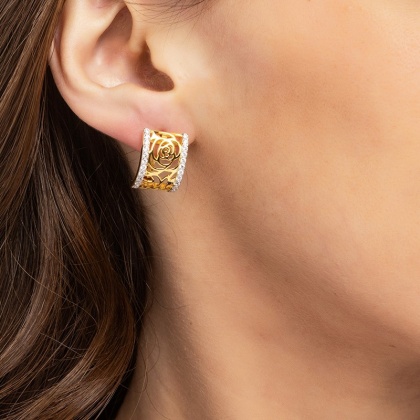 Сребърни обеци с позлатени рози