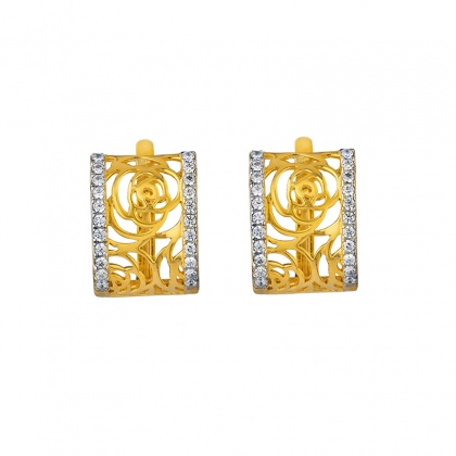 Сребърни обеци с позлатени рози