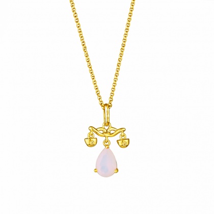 Сребърно колие зодия Везни с позлата