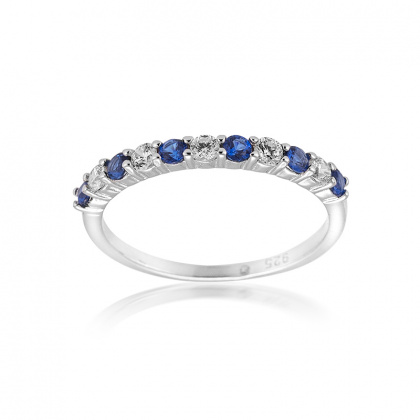 Сребърен пръстен със сини цирконий
