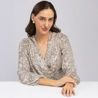 Сребърно позлатено колие с кръстче