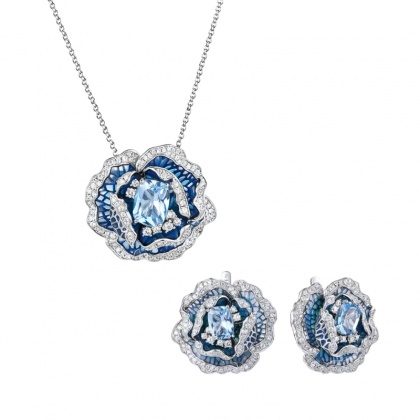 Сребърен комплект с цветя