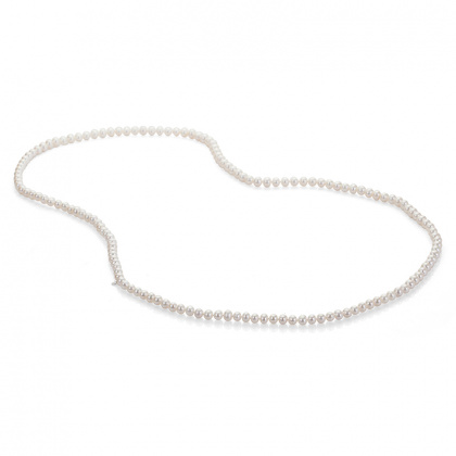 Дълга огърлица с бели перли, 80 см