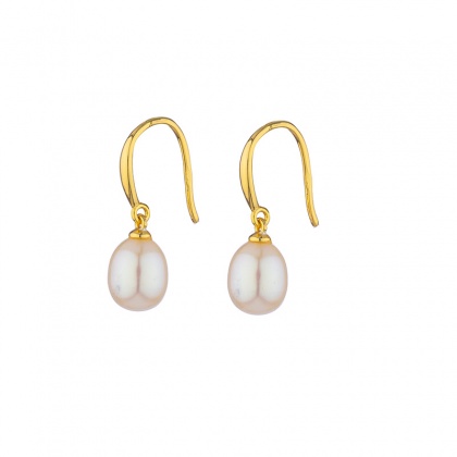 Сребърни обици с бели перли 7 - 7.5 мм