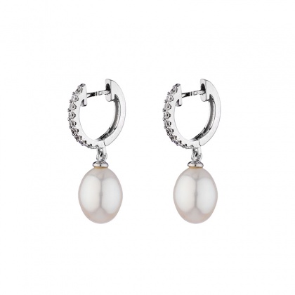 Сребърни обеци с бели перли