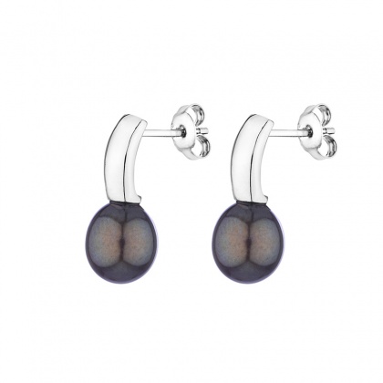 Сребърни обеци с черни перли