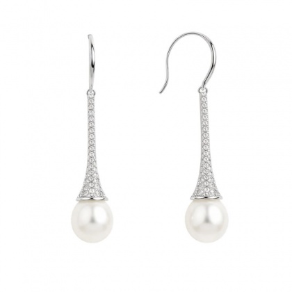 Сребърни обеци с бели перли