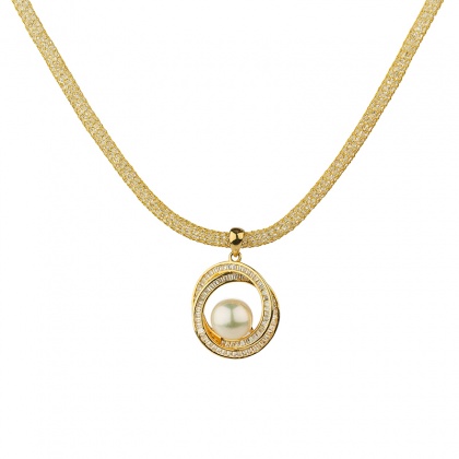 Сребърно колие с перли Акоя