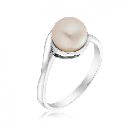 Сребърен пръстен с бяла перла